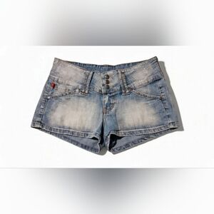 YMI Low-Rise Triple Button Denim Shorts